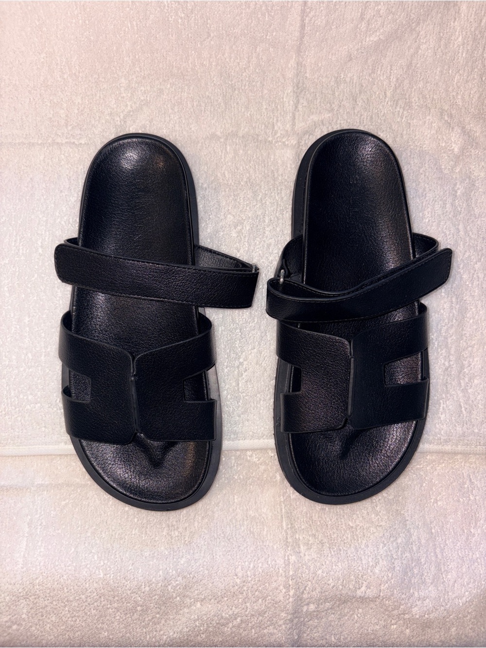 Black Slide Sandals with Double Straps